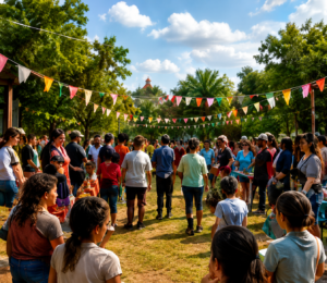 Families gathered at a community outreach event